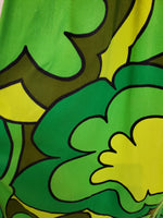 Load image into Gallery viewer, Vintage 1960s Women&#39;s Green Flower Power Hawaiian Print Sleeveless Empire Waist Maxi Dress
