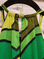 Load image into Gallery viewer, Vintage 1960s Women&#39;s Green Flower Power Hawaiian Print Sleeveless Empire Waist Maxi Dress
