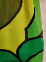Load image into Gallery viewer, Vintage 1960s Women&#39;s Green Flower Power Hawaiian Print Sleeveless Empire Waist Maxi Dress
