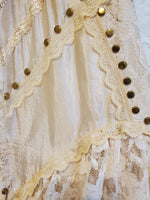 Load image into Gallery viewer, Vintage 1970s Antique Ivory Color Victorian Boho Style Long Ruffle Skirt
