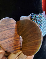 Load image into Gallery viewer, 70&#39;s/80&#39;s Multi Color Beaded Stretchy Waist Belt with Wood Buckles (Fits up to Size XL)
