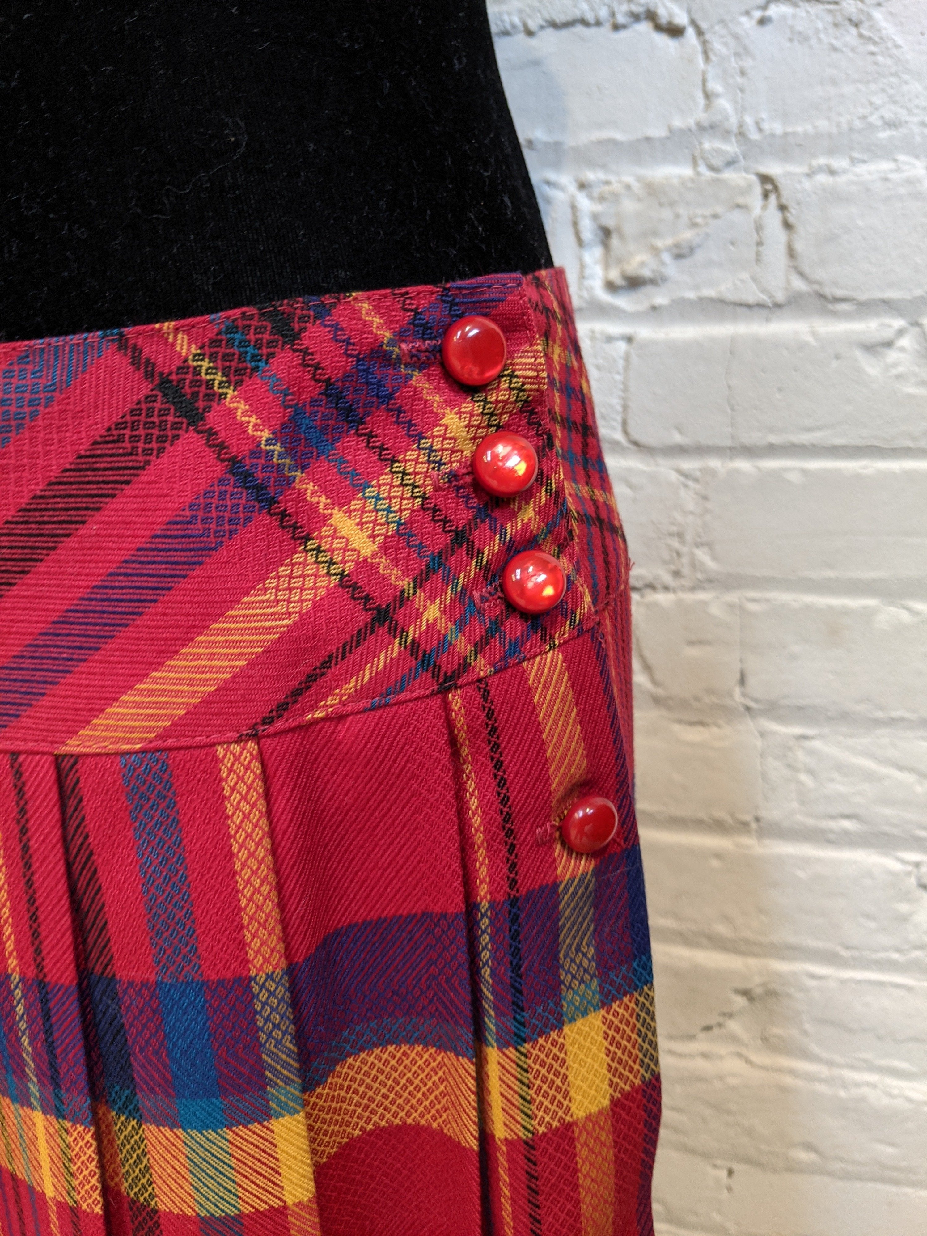Multicolor plaid pleated skirt online