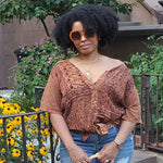 Load image into Gallery viewer, Vintage 90s Brown Button Down Patchwork Blouse
