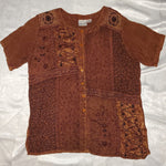 Load image into Gallery viewer, Vintage 90s Brown Button Down Patchwork Blouse
