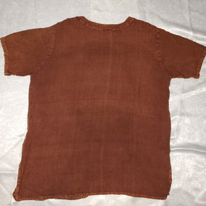 Vintage 90s Brown Button Down Patchwork Blouse