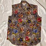 Load image into Gallery viewer, Vintage 90s Black Floral Print Sleeveless Button Down Shirt
