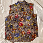 Load image into Gallery viewer, Vintage 90s Black Floral Print Sleeveless Button Down Shirt
