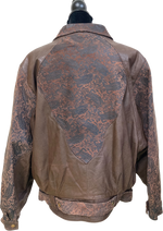 Load image into Gallery viewer, 80&#39;s Brown Leather Paisley Print Jacket (Size Large)
