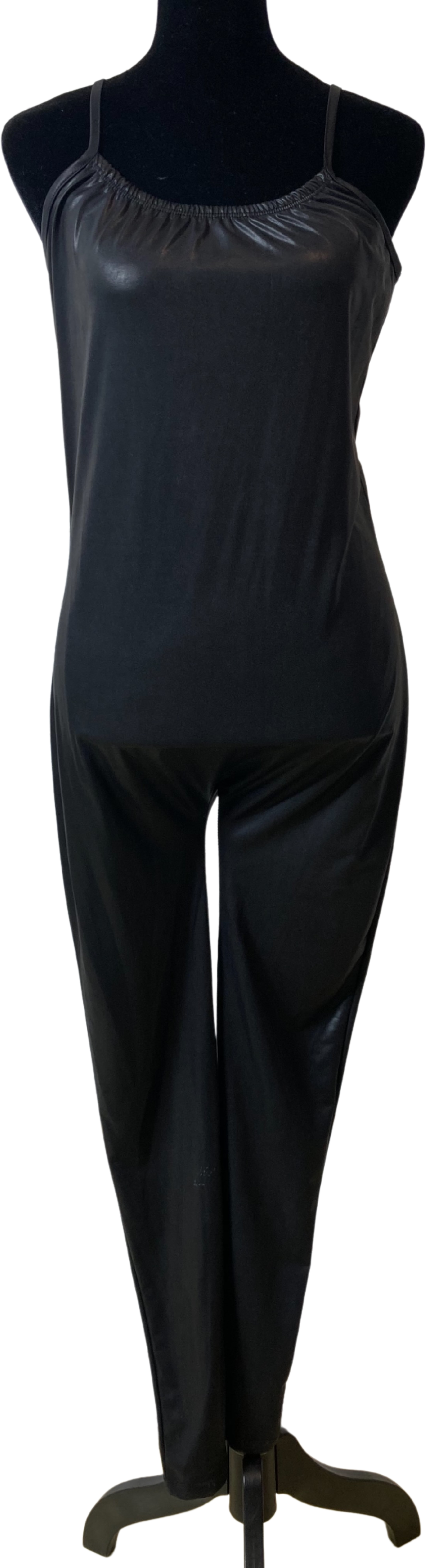 80's/90's Black Nylon Jumpsuit (Size Medium)